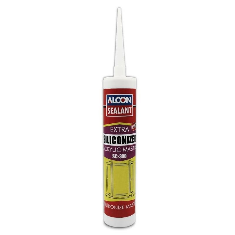 Alcon Sealant SC-300 Extra Siliconized Acrylic Mastic Gray Beige 280 ML Box Of 24